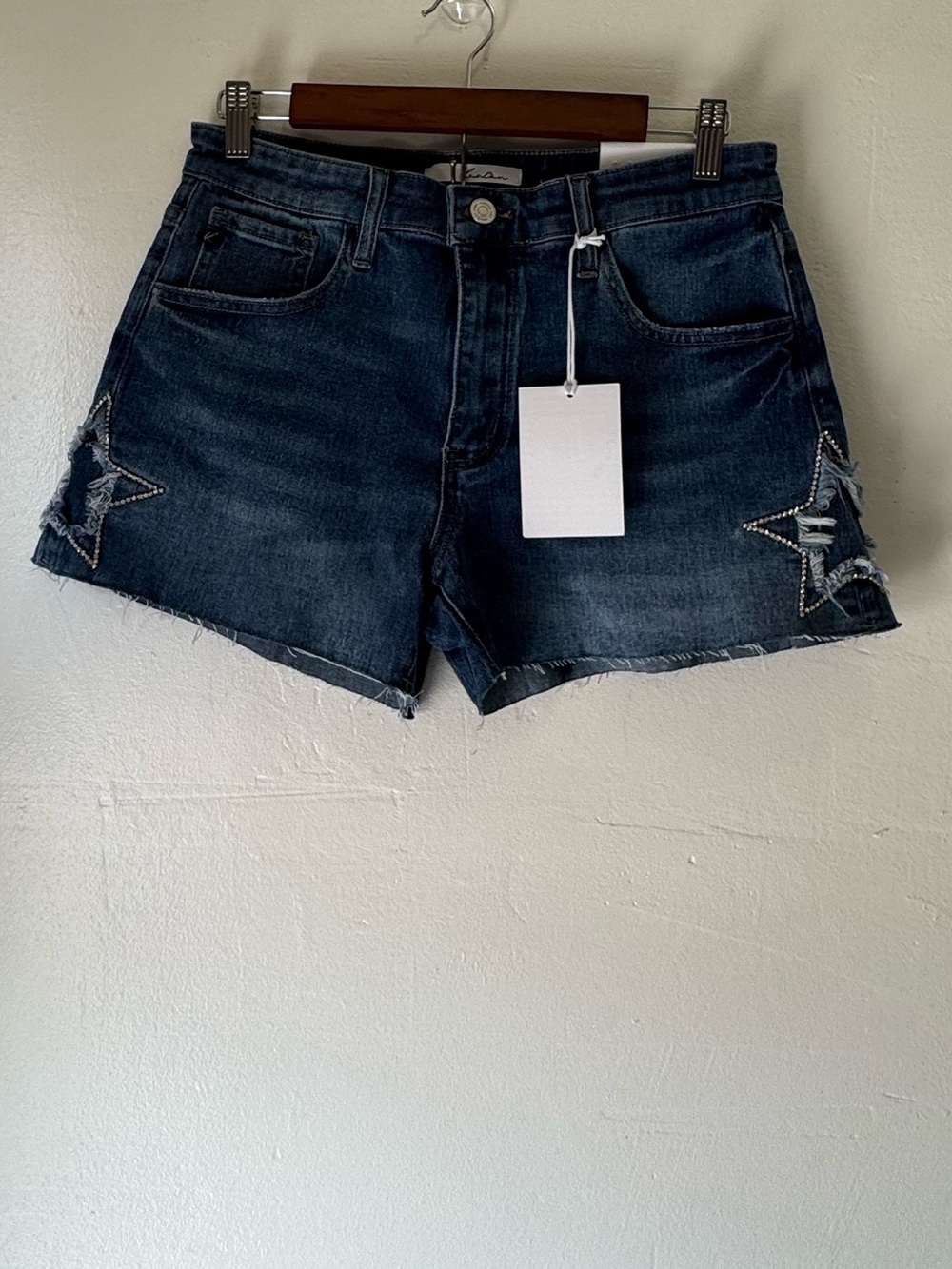KanCan Star Cutout Distressed Denim Shorts SH2340HR-2-TJ (Size 9 Waist 28)
